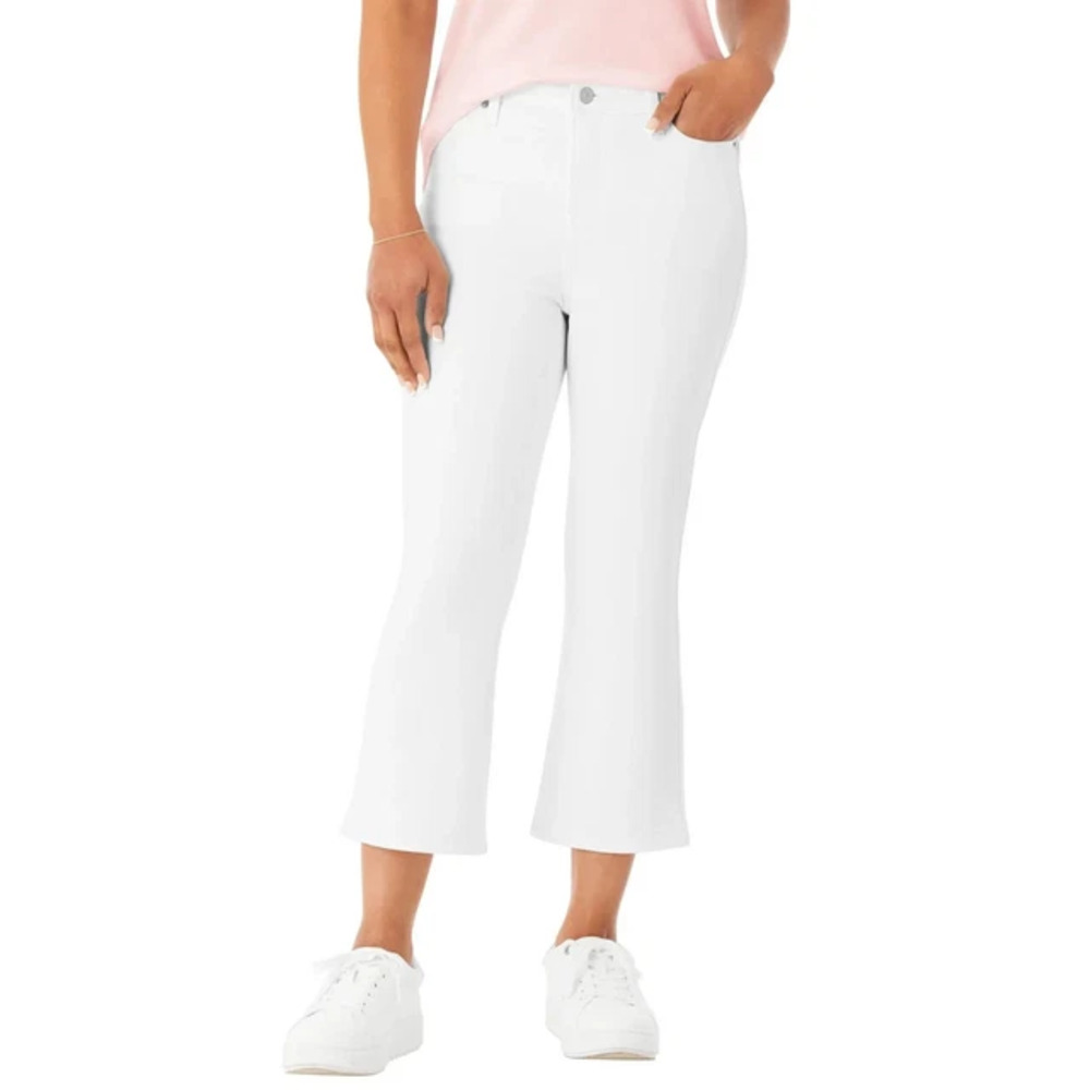 Member’s mark Women's White Cropped Flare Jeans, Everyday Casual Denim size 10